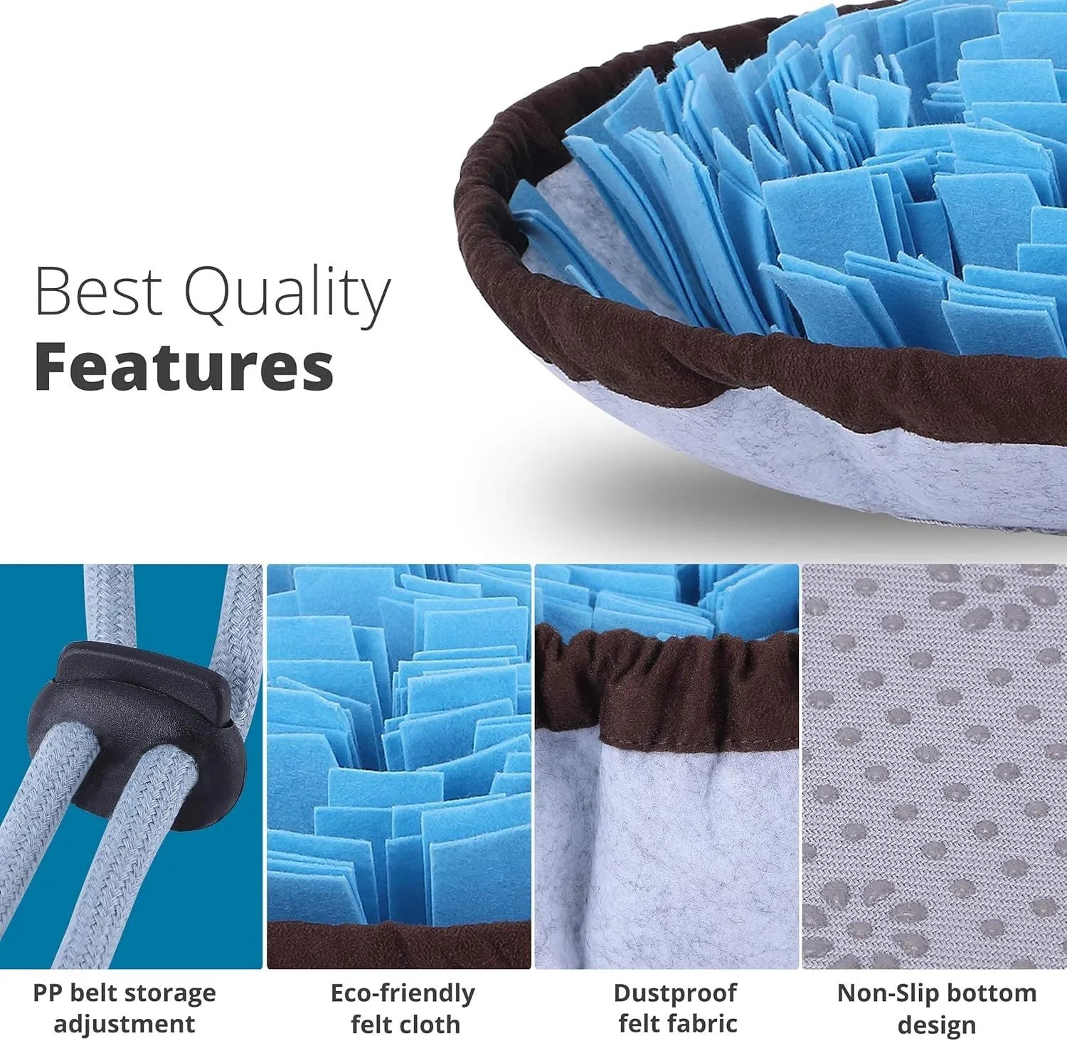 Adjustable blue and green snuffle mat for dogs feeding puzzle and mental stimulation toy