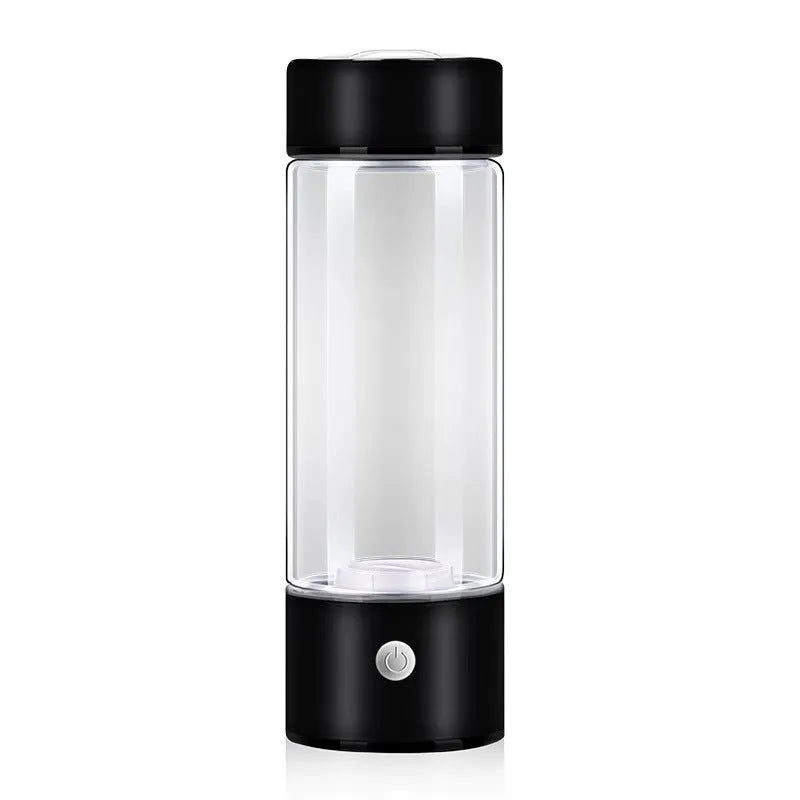 Electric hydrogen water generator bottle in borosilicate glass with portable rechargeable design