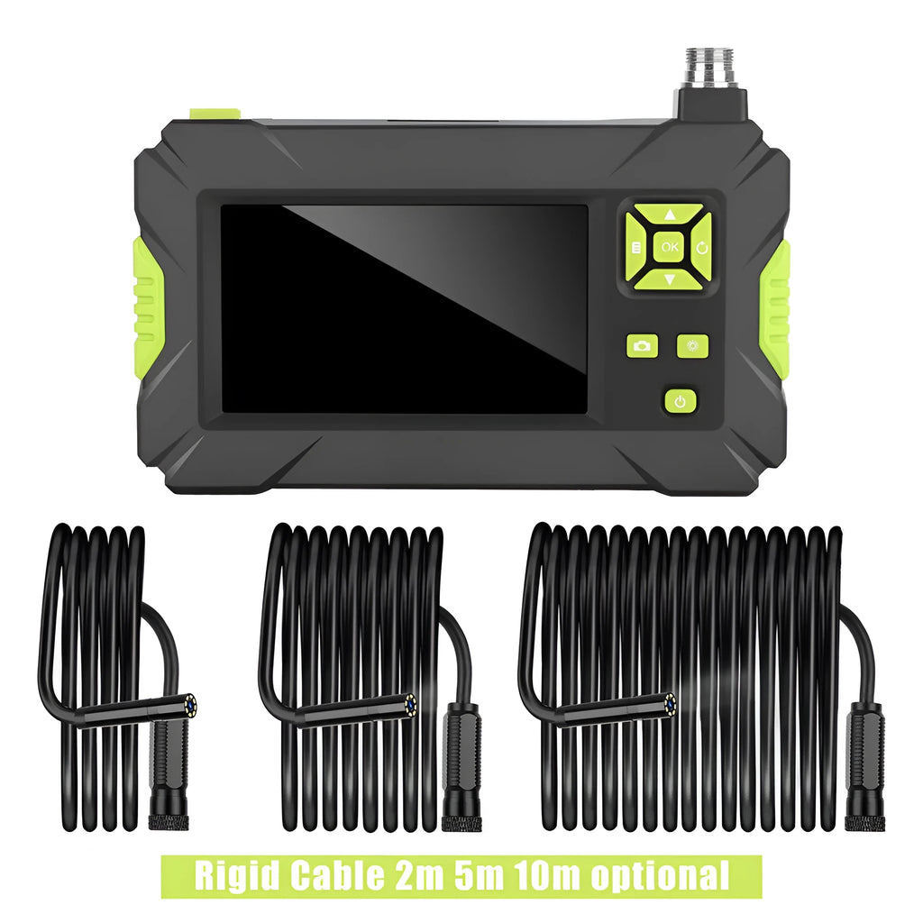 P30 endoscope HD camera with green probe and 4.3-inch colour LCD display