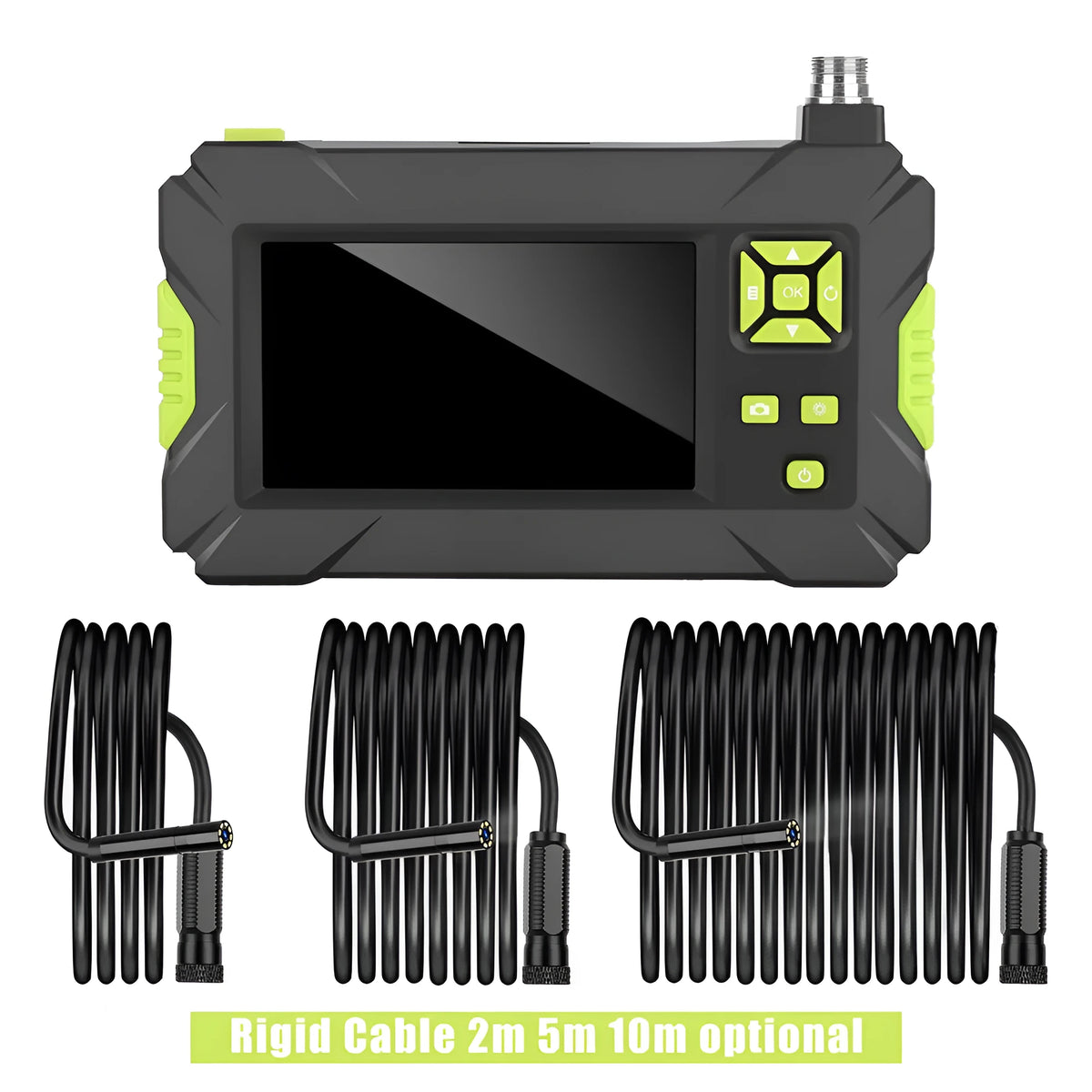 P30 endoscope HD camera with green probe and 4.3-inch colour LCD display