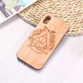 Laser-carved wooden phone case with TPU backing in cherry wood or rosewood finish for iPhone and Samsung