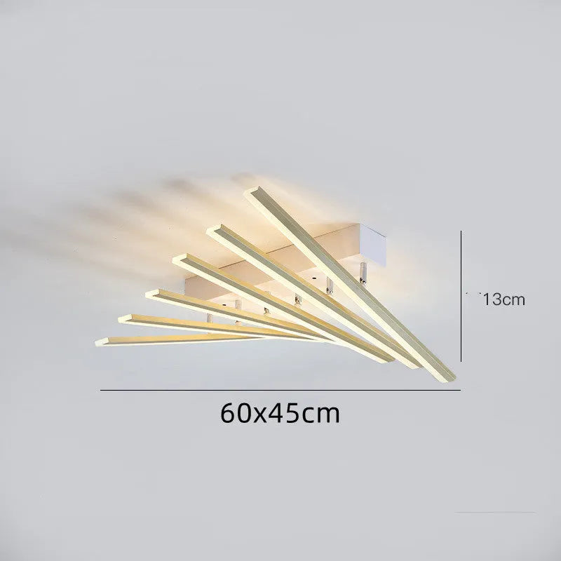 Modern wave-style six-head LED ceiling light in black or gold finish with ceramic construction