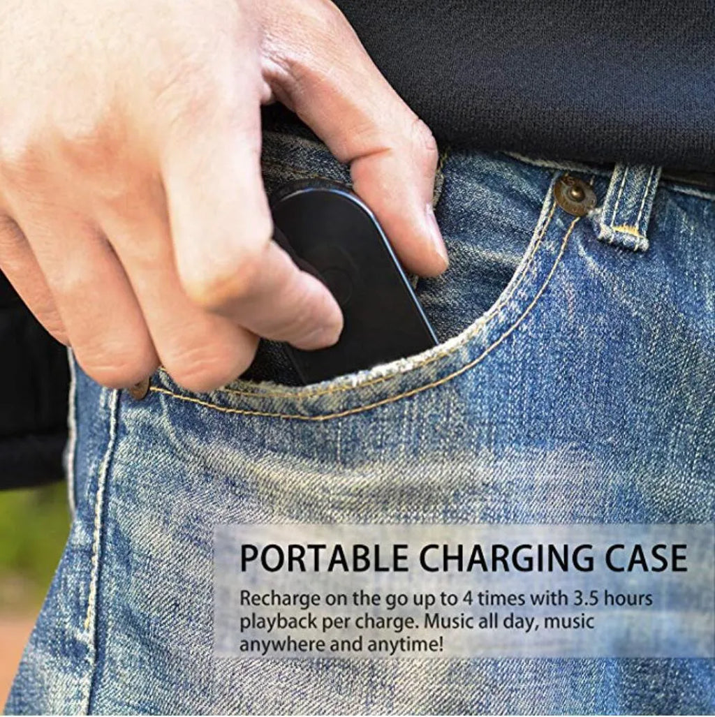 Black wireless Bluetooth headset with call function