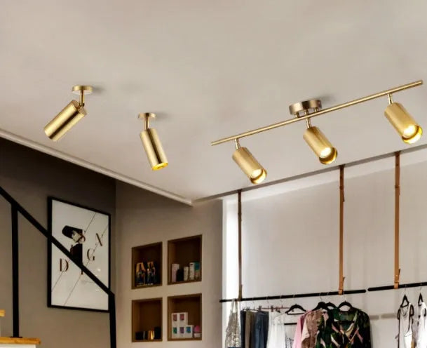 Nordic all-aluminium ceiling light with LED lamp, electroplated gold surface, yellow colour