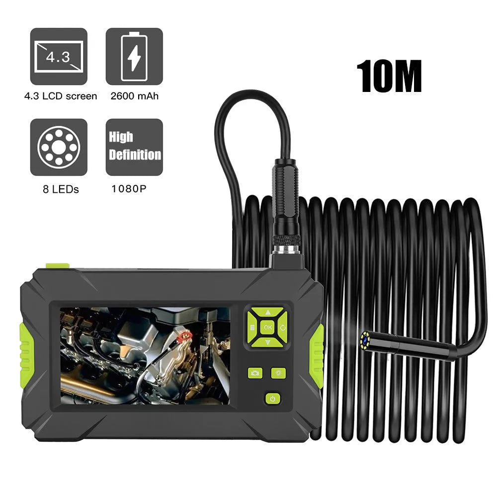 P30 endoscope HD camera with green probe and 4.3-inch colour LCD display