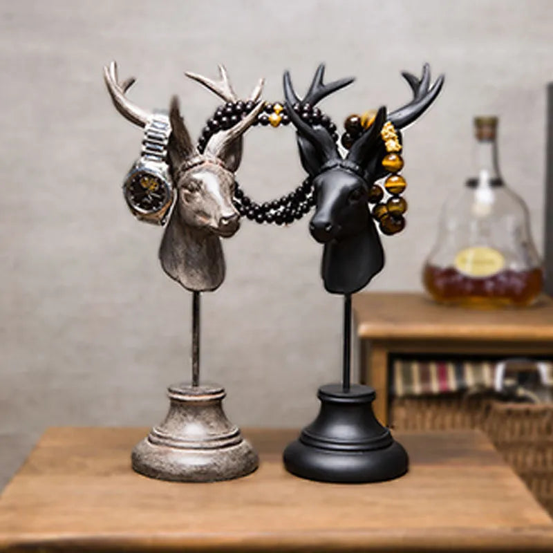 Natural resin animal sculpture home decoration in black, white or wood colour, 32cm height