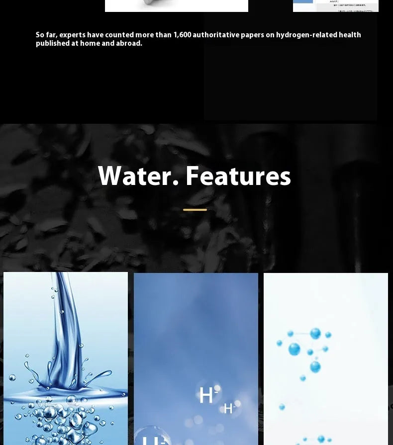Portable anion hydrogen-rich cup with 300ml capacity, PC construction, platinum electrode, and TYPE C USB charging in multiple colours