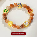 Yellow bodhi seed bracelet with geometric shapes measuring 14-17 inches