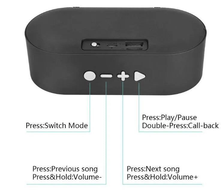 Grey Bluetooth wireless subwoofer speaker with HD microphone, TF card slot and USB port