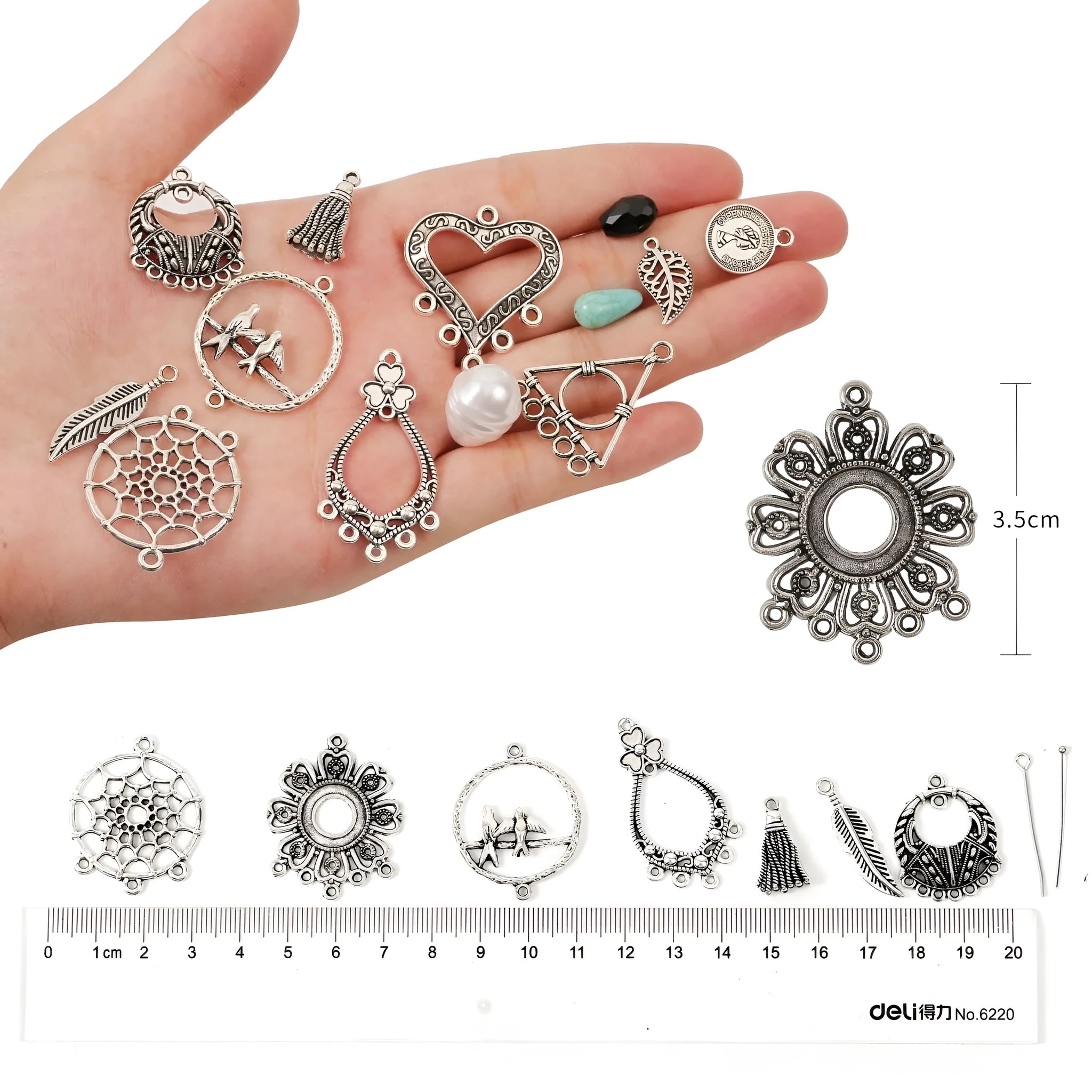 DIY earring set with heart-shaped alloy components in multiple colours, electroplated finish, in suit bag