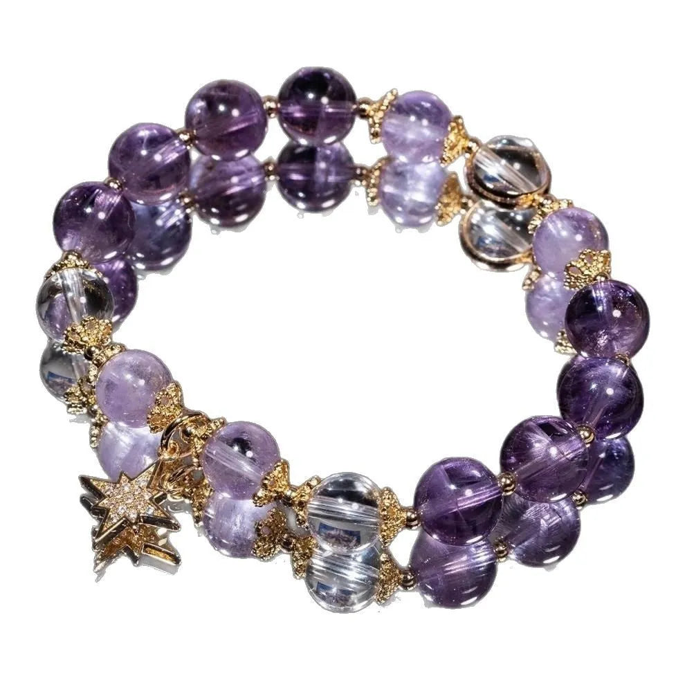 Eight Awn star amethyst artificial crystal bracelet with animal zodiac modelling in elegant women's style