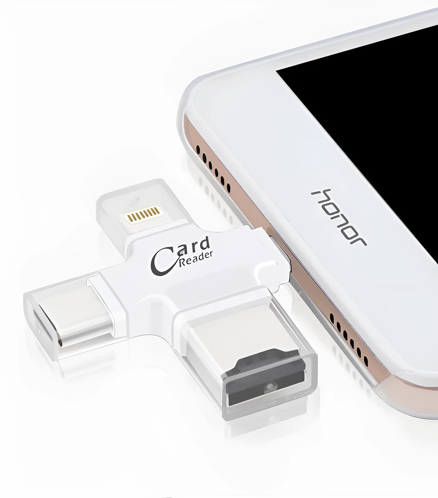 Cross Card Reader external USB 2.0 multi-function memory card reader in white and black