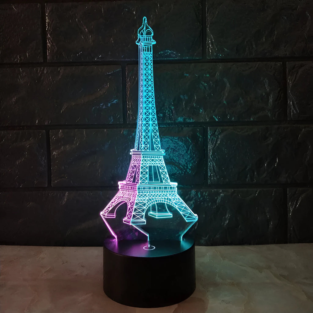 Eiffel Tower 3D Night Light Creative Colourful Touch and Remote Control ABS Acrylic Desk Lamp 7 Colours Adjustable Gradient USB Powered Home Décor Gift