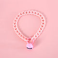 Soft plastic pet collar in pastel macaron candy colours with a chain-link design, shown in S and M sizes.
