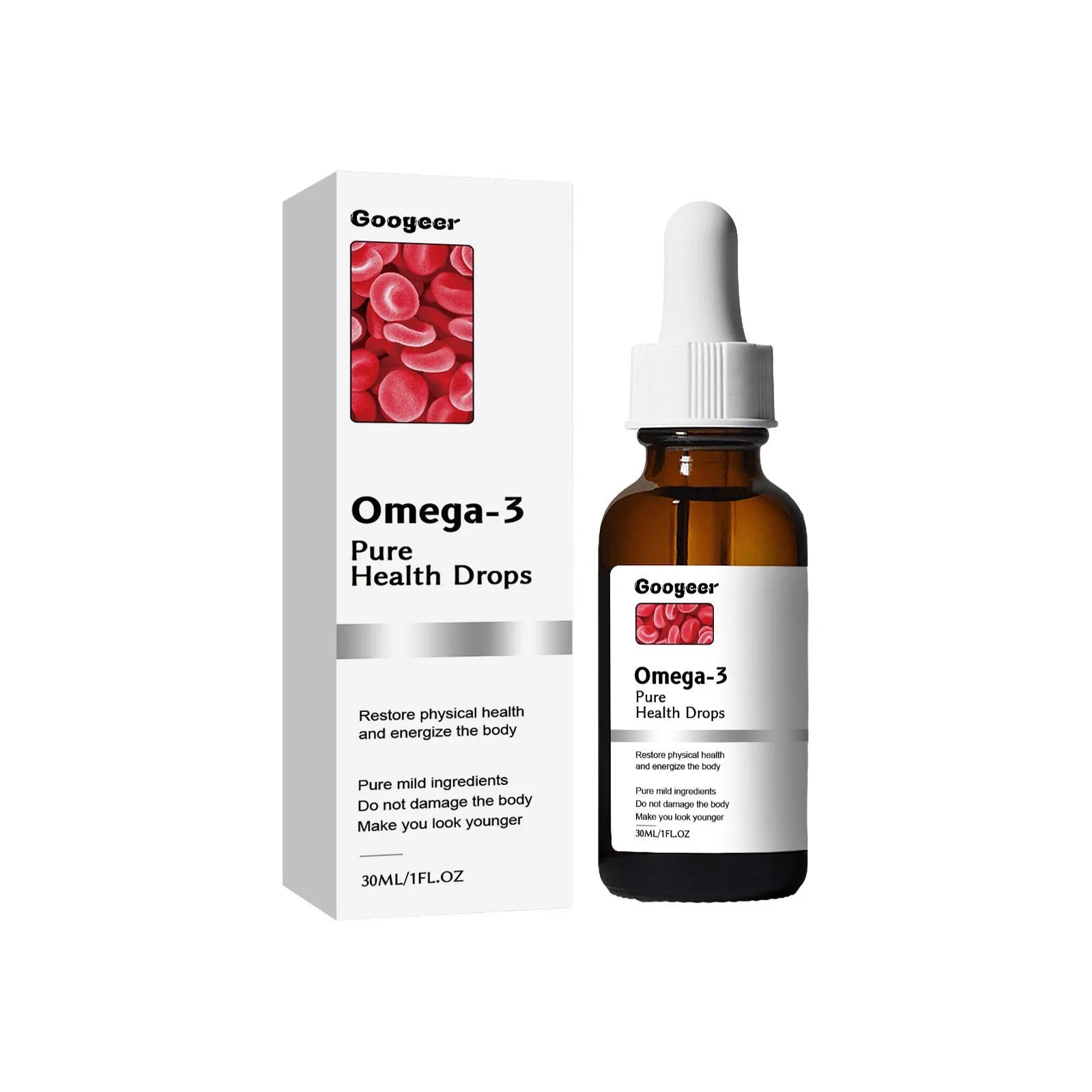 30ml bottle of body care drops liquid health supplement with dropper