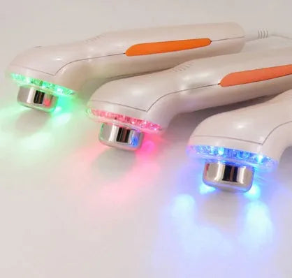 3MHz LED photon facial massager with 36 R/G/B light modes, 17.5cm handheld device for face and body