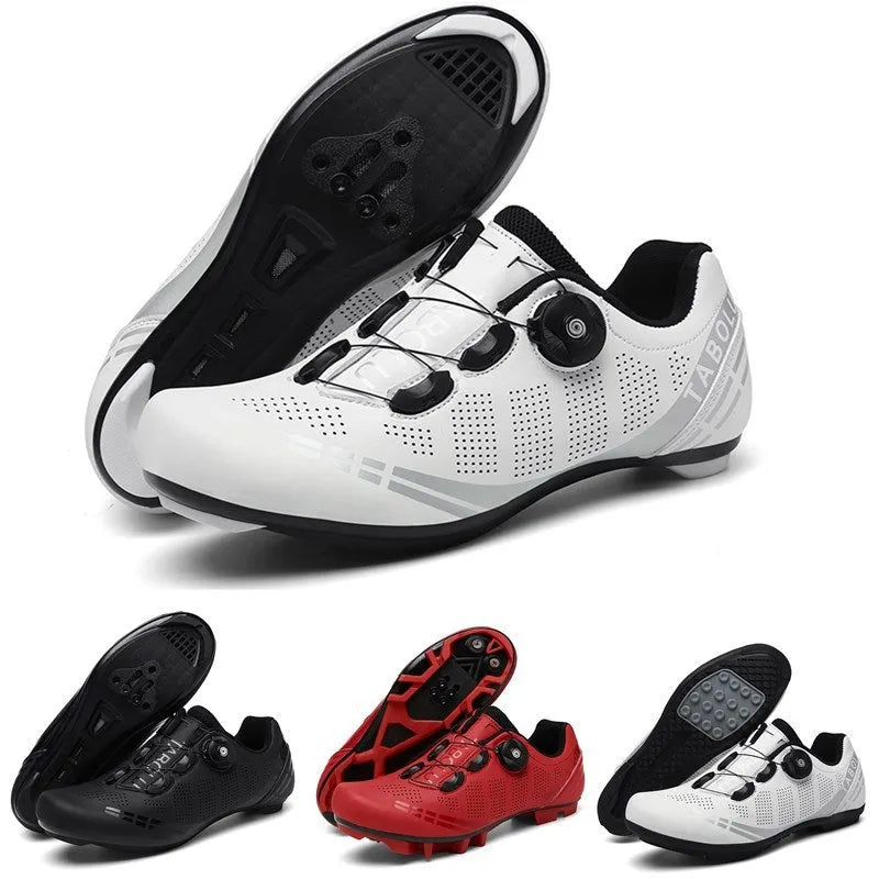Breathable cycling shoes for men and women, PU upper, nylon outsole, elastic band closure, black colour