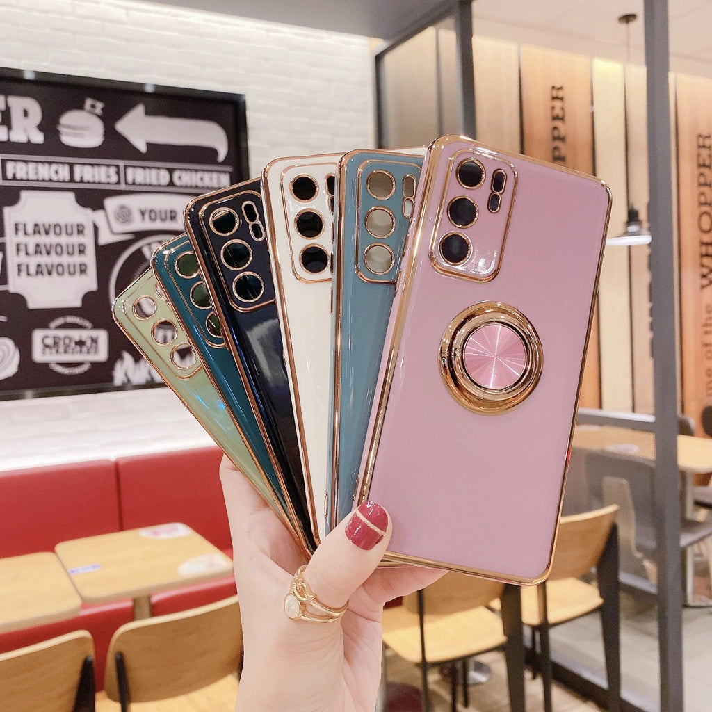 Huawei magnetic phone case with ring bracket in multiple colour options for P40Pro and similar models