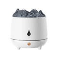 White volcano-shaped ultrasonic humidifier with USB cable for room moisture control