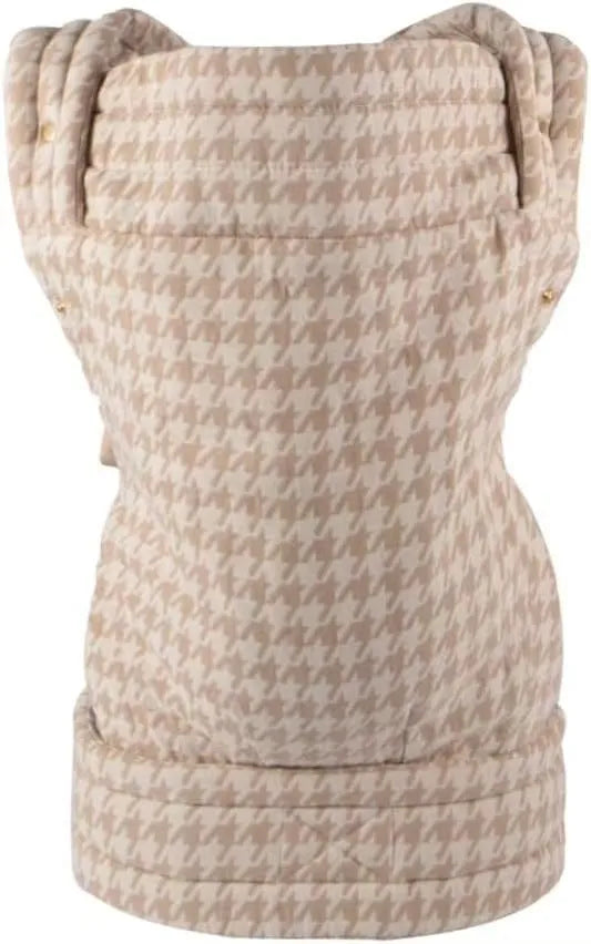 Baby carrier in champagne houndstooth with adjustable shoulder strap, free size, for ages 0-4 years