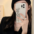 White leopard print plastic phone case back cover with IMD moulding for iPhone 13
