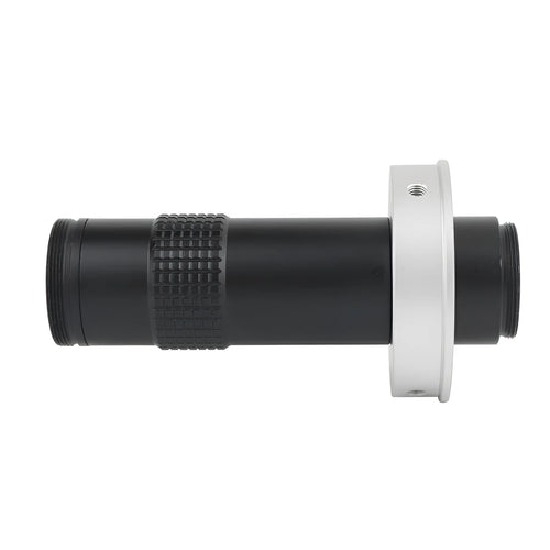 Black industrial monocular lens for camera macro inspection with 130x magnification capability