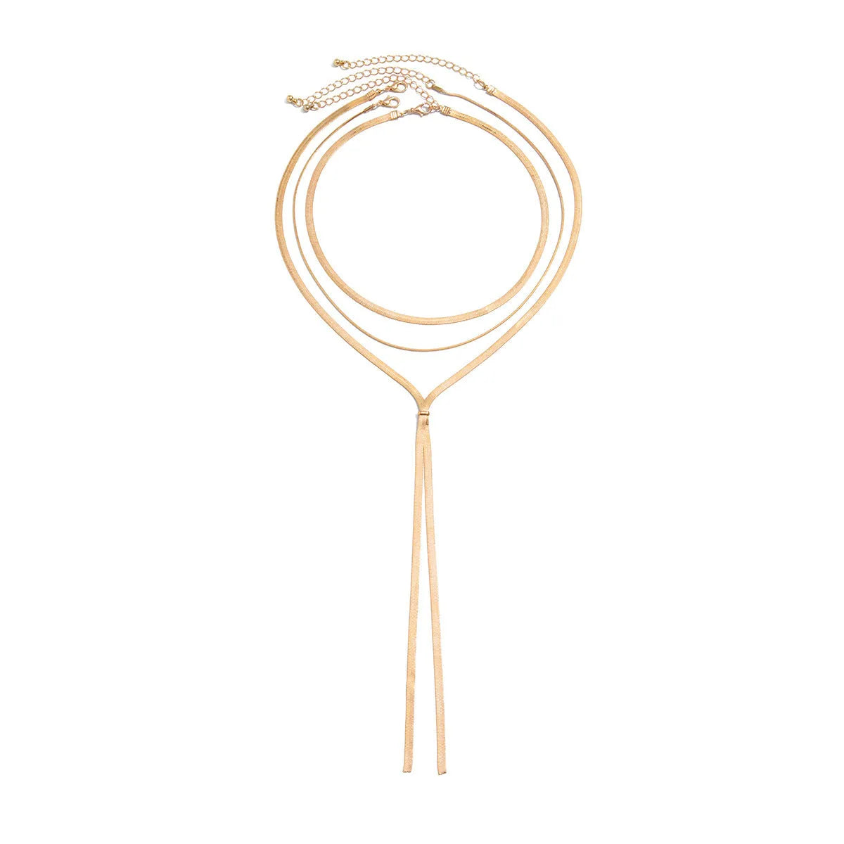 Gold electroplated copper bow clavicle chain necklace adjustable 41-50cm on woman's neck