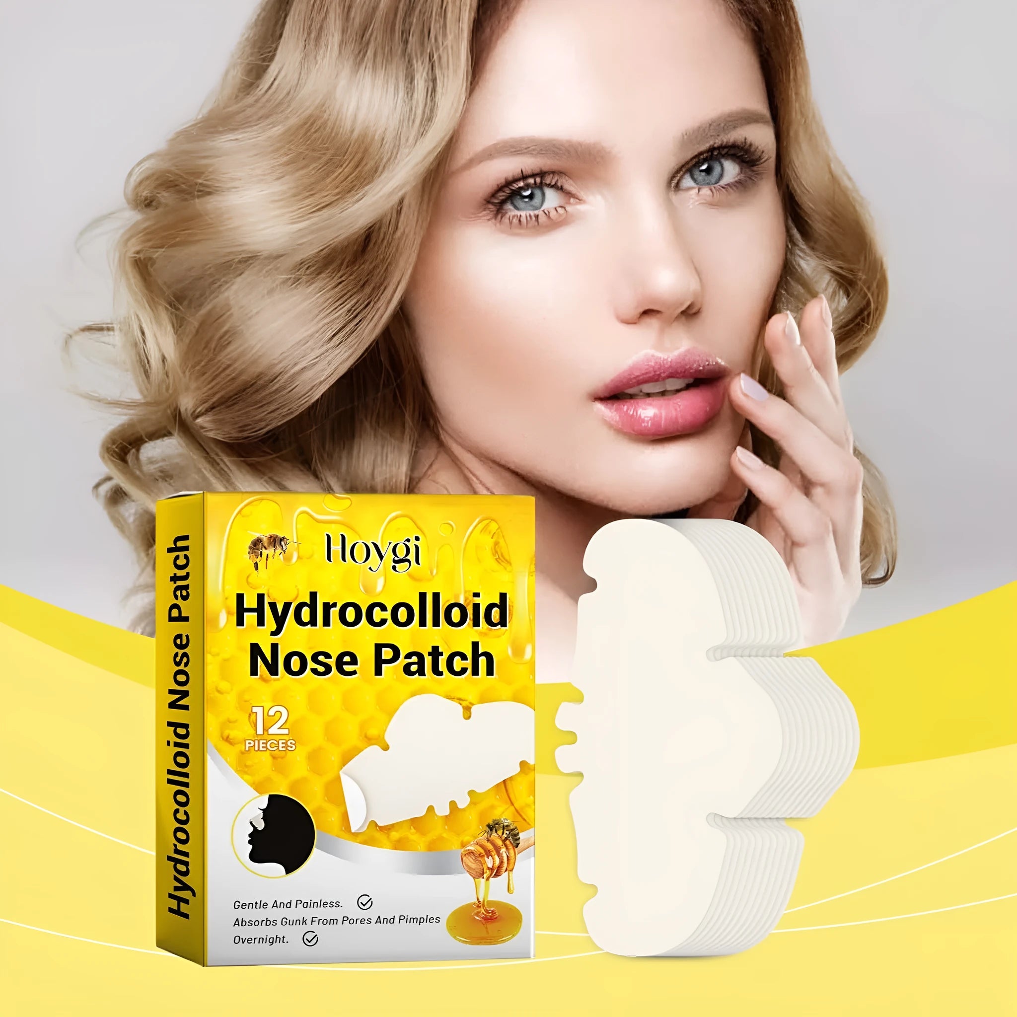 Hydrocolloid invisible concealer pore cleansing patches - 12 nose strips for blackhead removal
