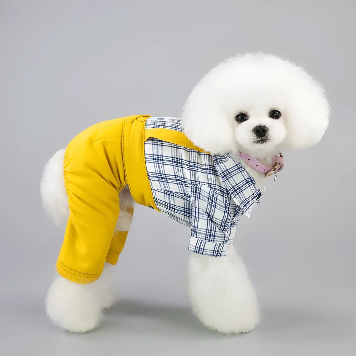 Cotton dog clothes for spring and summer in yellow or khaki, sizes S to XXL