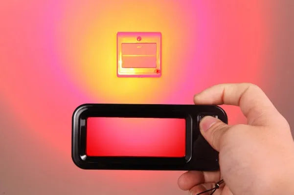 Red reverse camera detector scanning for hidden cameras with 0-8 metre range and adjustable light settings