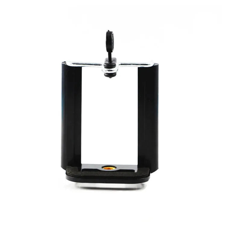 Black plastic U clip mobile phone holder bracket for mounting on poles.