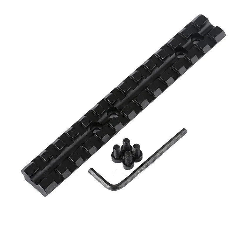 Black anodised aluminium Weaver/Picatinny shotgun scope mount rail with screws and Allen key.
