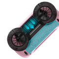 Pink hand push sweeper all-in-one broom dustpan mop with 360-degree brush on tile floor
