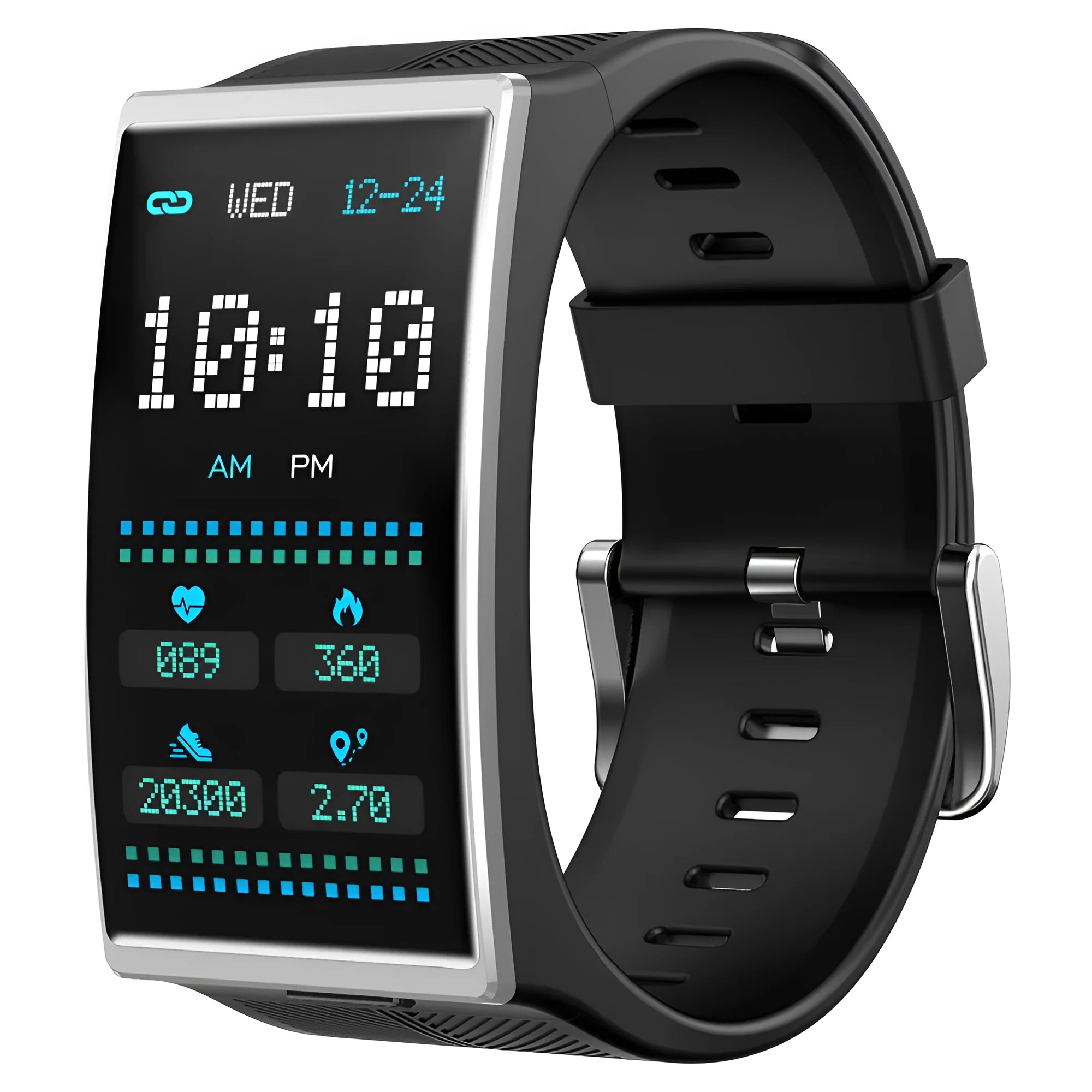 Black Bluetooth waterproof sports watch with 1.91-inch screen on silicone wrist strap
