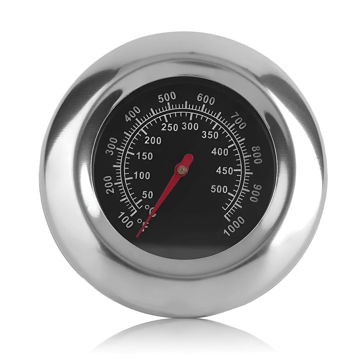 Stainless steel metal thermometer with 76mm dial and 6x39mm probe in steel colour