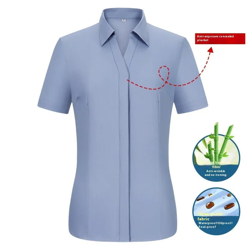Men's slim fit bamboo fibre shirt with square collar, in a solid colour, showcasing waterproof and stain-resistant fabric.