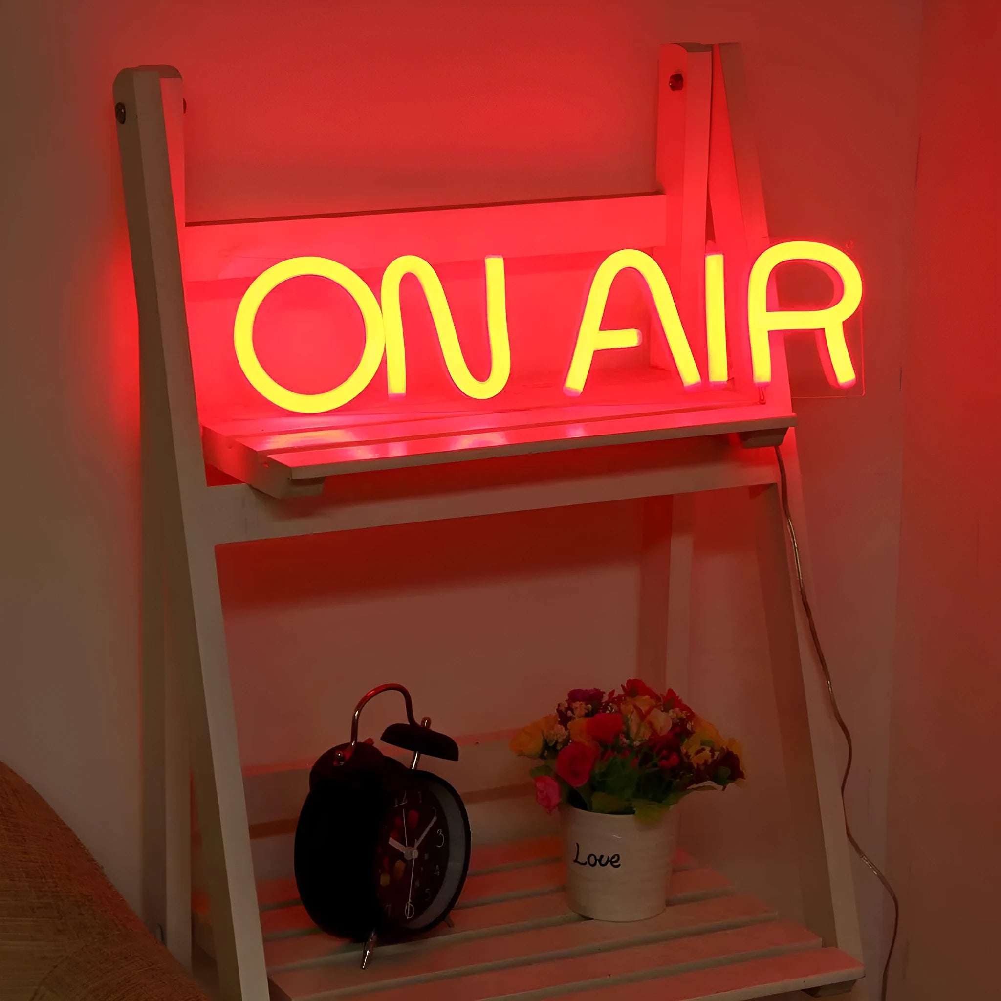 Customisable square acrylic LED neon light sign with flexible strip, measuring 40cm wide by 10cm tall.