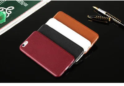 Leather iPhone case with TPU inner shell in Black, Brown, Navy Blue and Wine Red colours