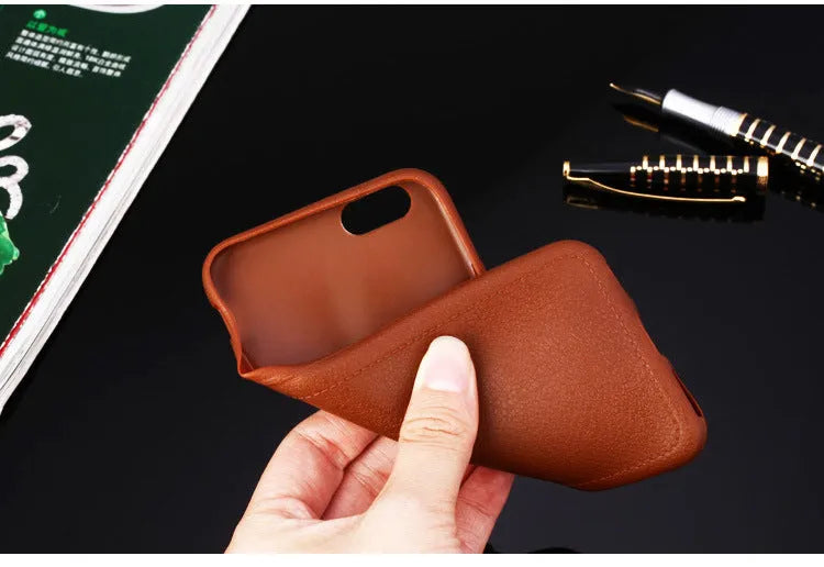 Leather iPhone case with TPU inner shell in Black, Brown, Navy Blue and Wine Red colours