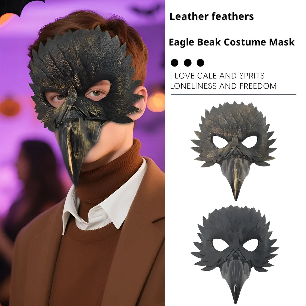 Halloween delicate bird mouth masquerade mask in plastic black finish