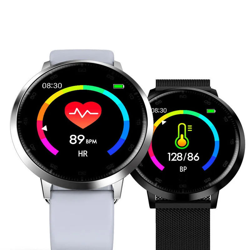 Ultra-thin zinc alloy smart health bracelet with a black silicone strap and 1.3-inch screen.