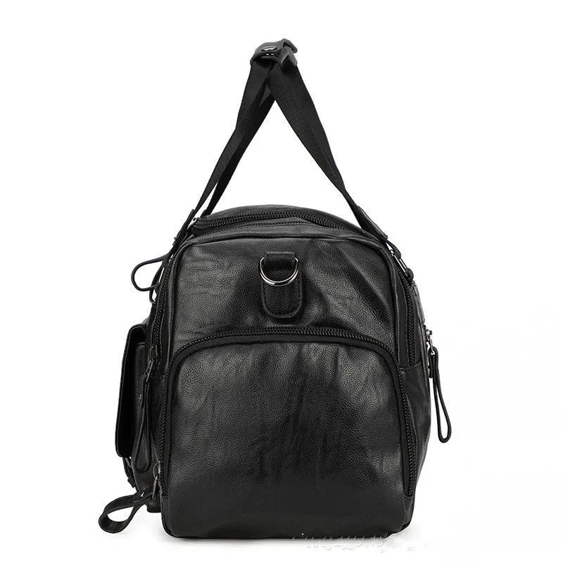 Black large capacity travel shoe bag with dimensions 52cm by 19cm by 27cm