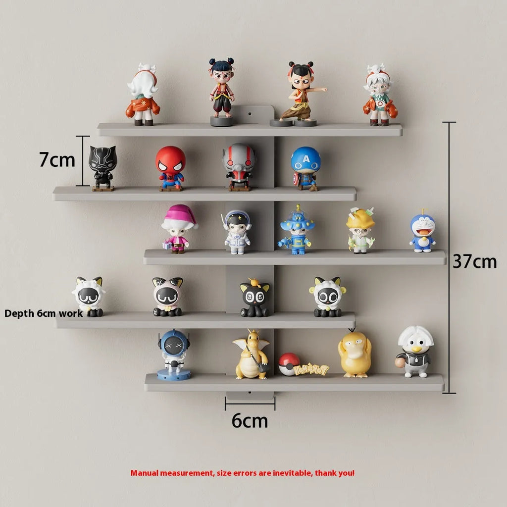 Five-tier wall-mounted PVC storage rack for blind boxes and toy display in choice of colours