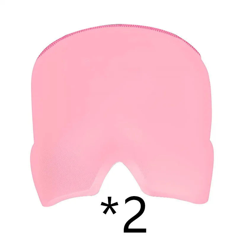 Black cooling gel eye mask for headache relief on a white background.