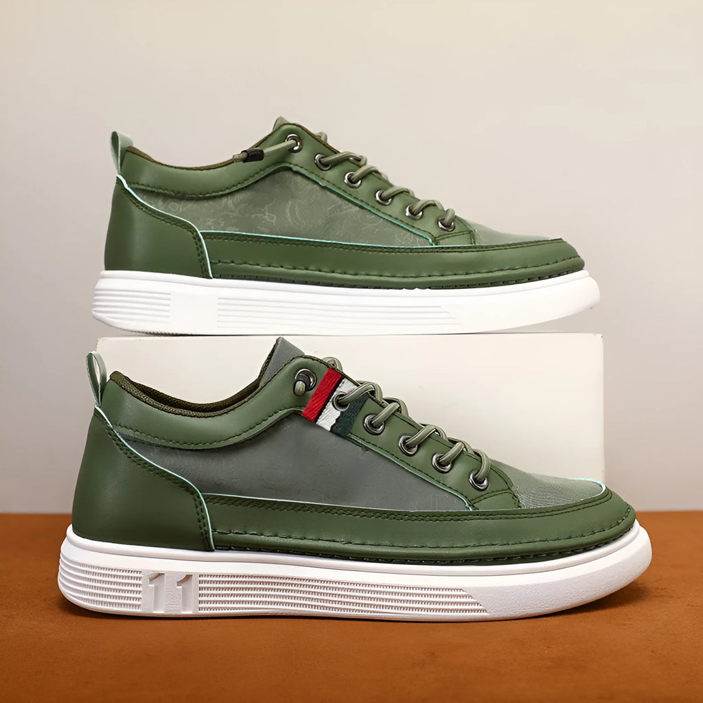 Men's grey high-top casual sneakers with bandage dress style and round toe design