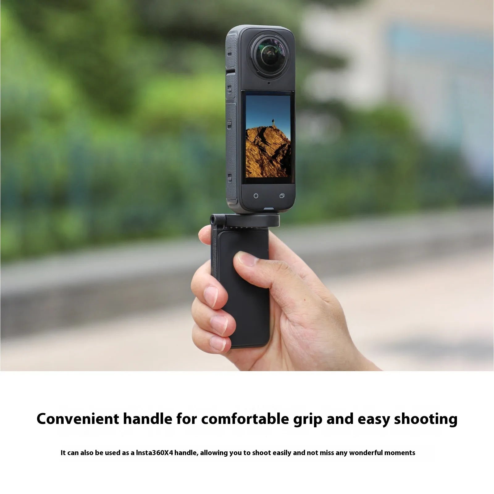 Black magnetic bracket base handheld handle accessory for Insta360 X4 camera with angle adjustment mechanism