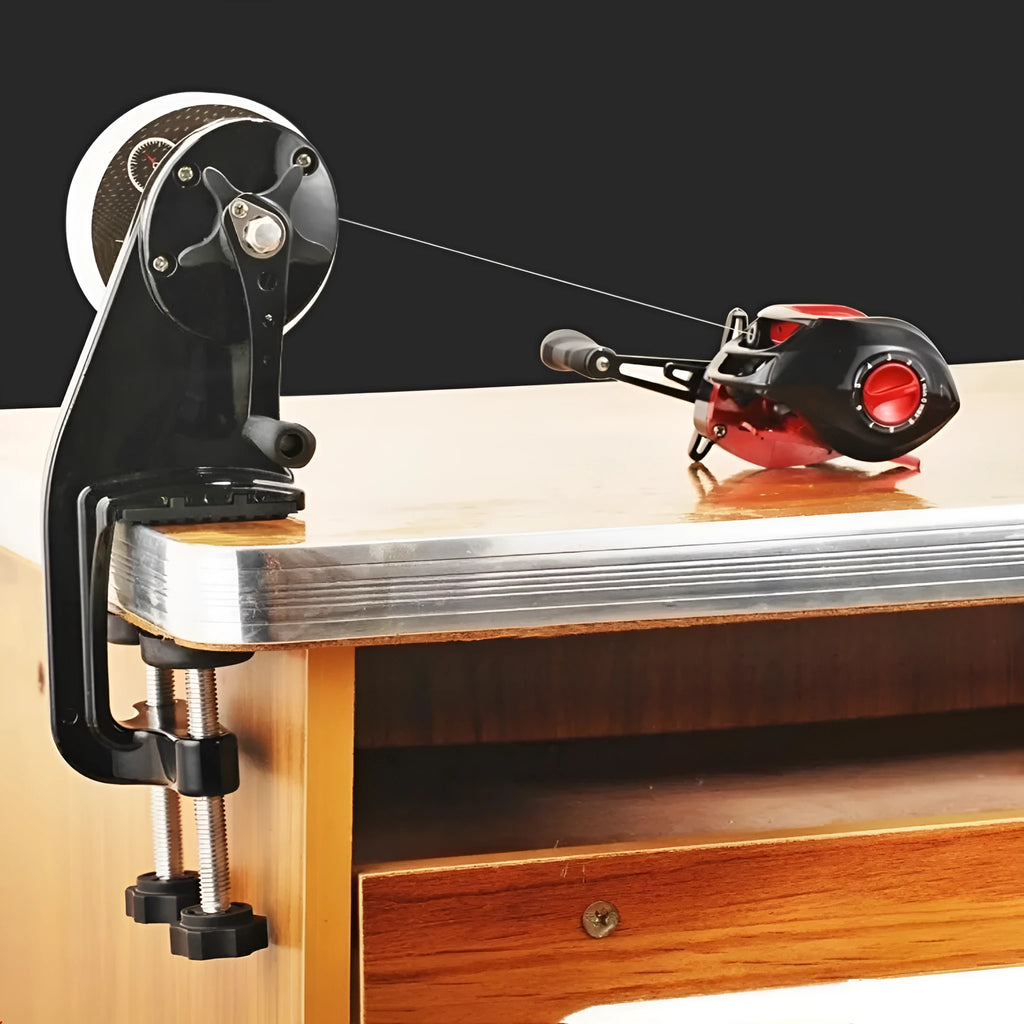 Portable composite fibre fishing line winder tool with extension shaft