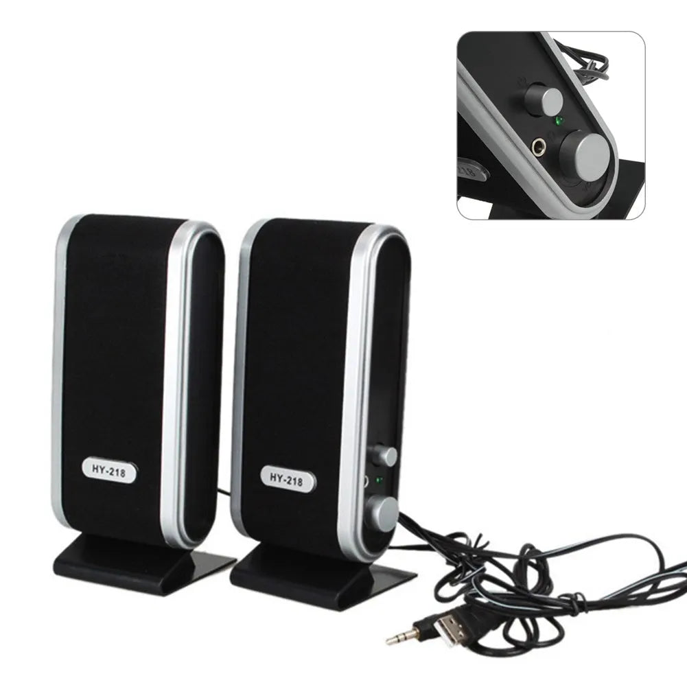 Black notebook mini USB-powered desktop computer speaker with compact design