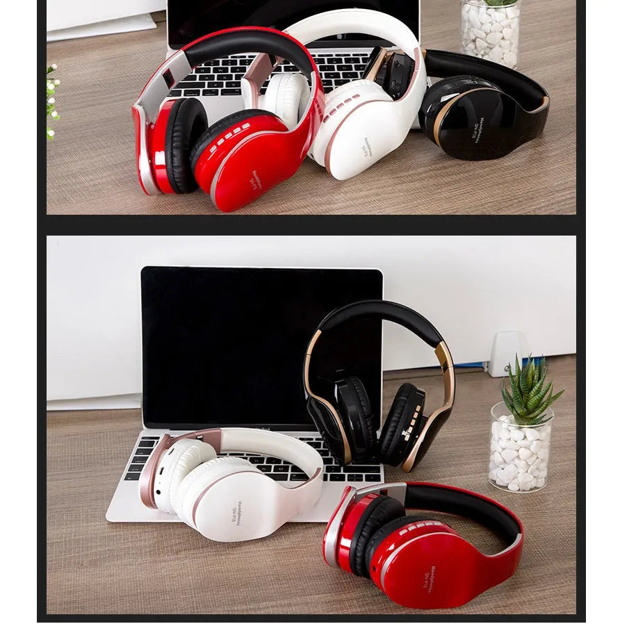 Bluetooth headset over ear wireless earphones with microphone black colour