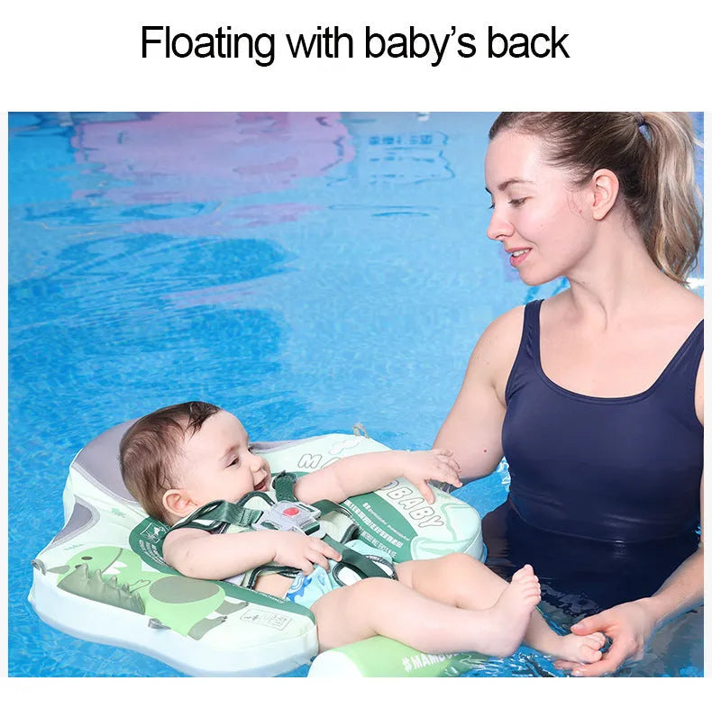 Avocado green dinosaur baby swimming ring with sun shade inflatable float